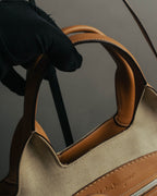 “Salvatore Ferragamo” 00’s-10’s Canvas leather gancini detail 2way handbag