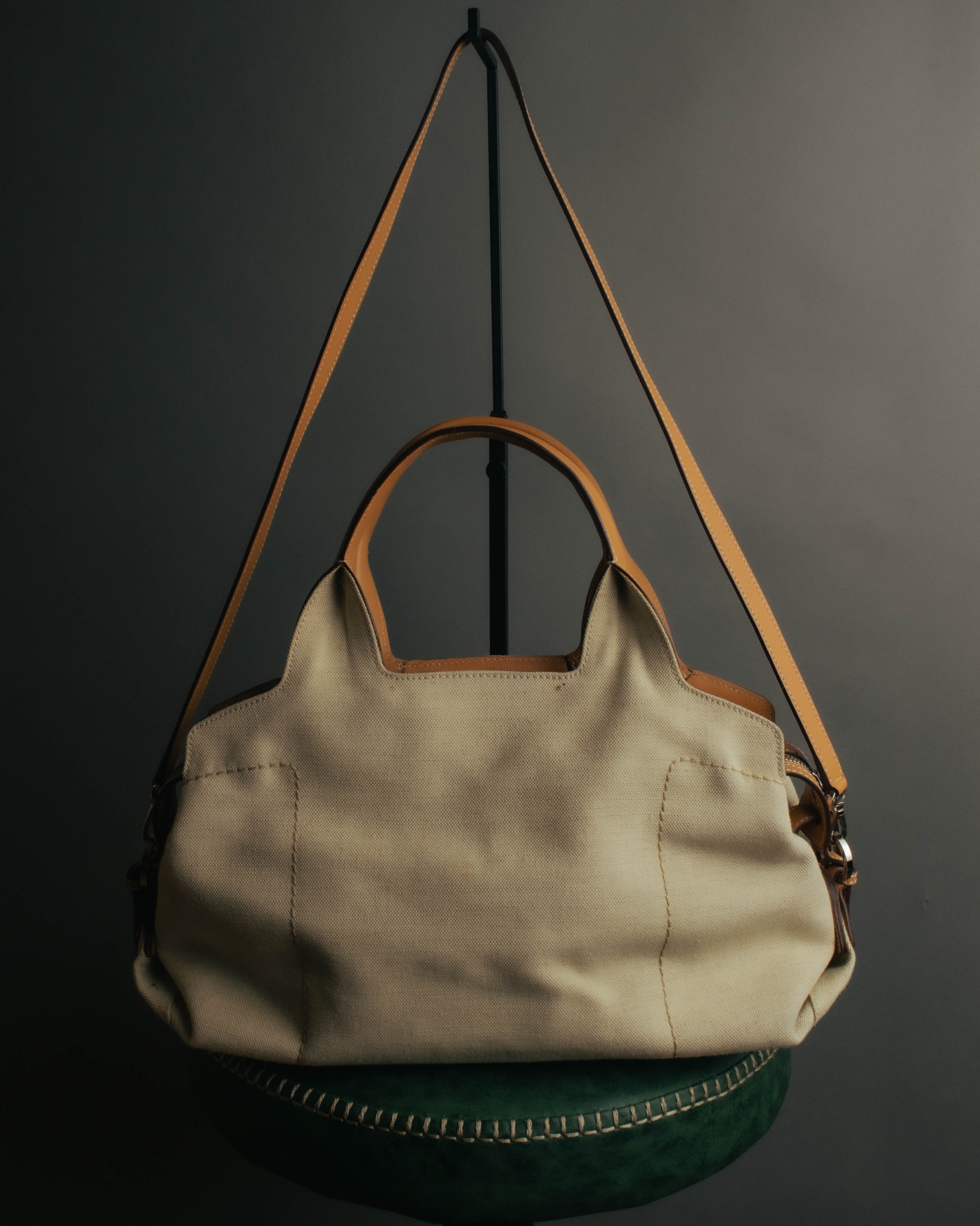 “Salvatore Ferragamo” 00’s-10’s Canvas leather gancini detail 2way handbag