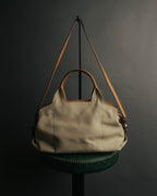 “Salvatore Ferragamo” 00’s-10’s Canvas leather gancini detail 2way handbag