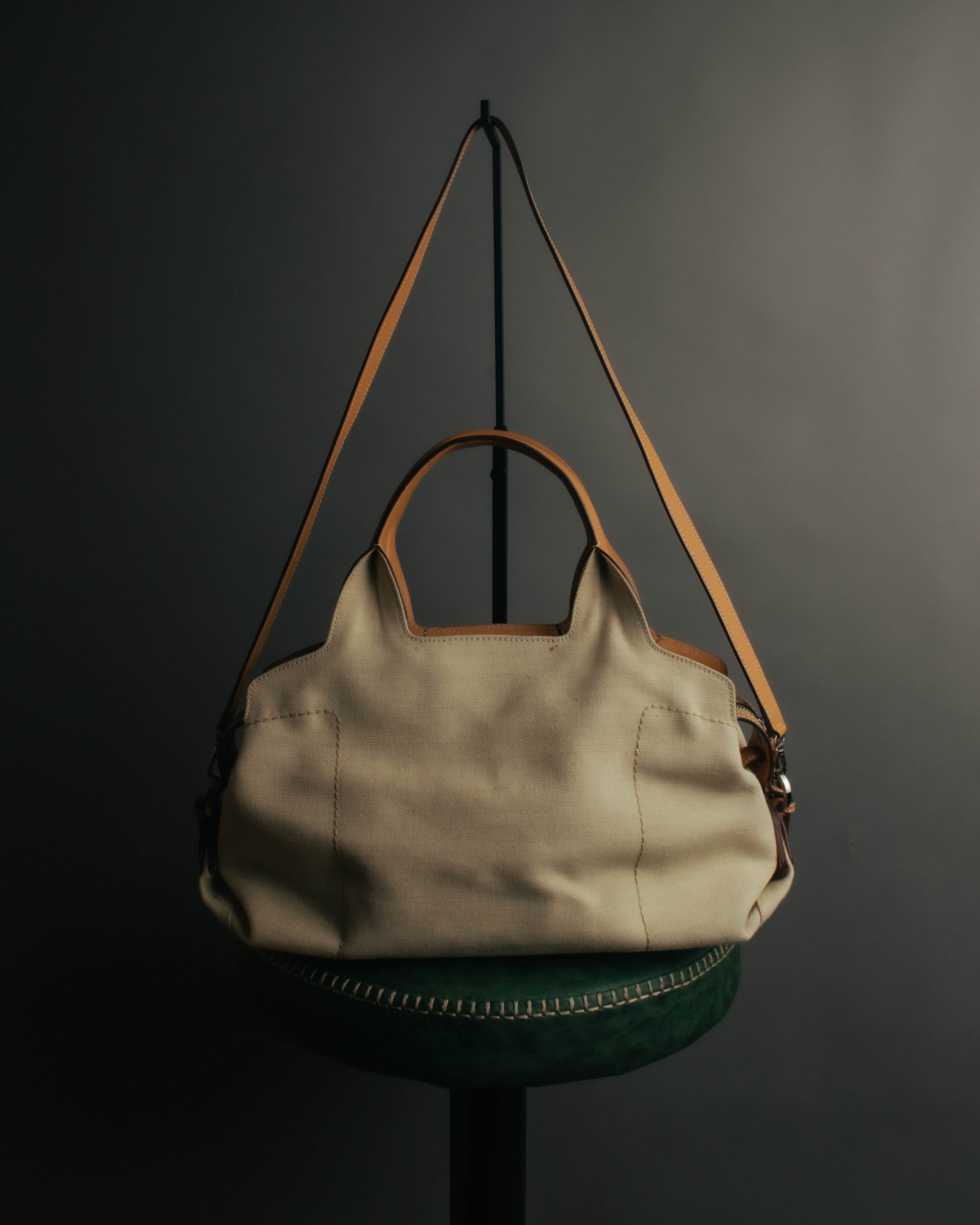 “Salvatore Ferragamo” 00’s-10’s Canvas leather gancini detail 2way handbag