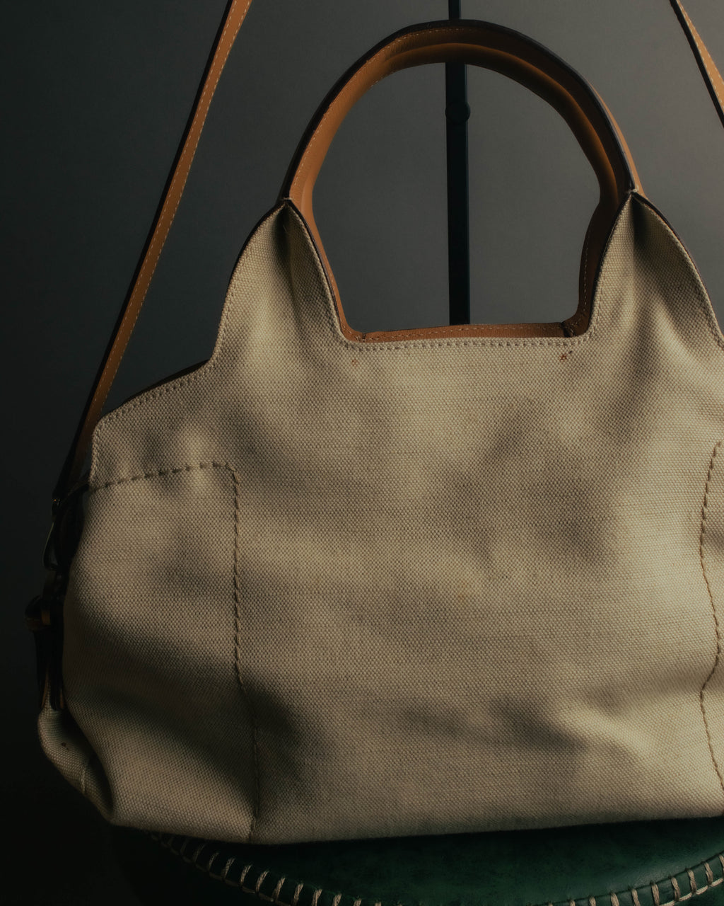 “Salvatore Ferragamo” 00’s-10’s Canvas leather gancini detail 2way handbag