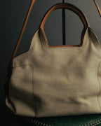 “Salvatore Ferragamo” 00’s-10’s Canvas leather gancini detail 2way handbag