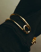 "VERSACE" 2010's-20's Gold tone safety pin cuff bracelet