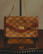 –SPECIAL– "CÉLINE" 70's-80's Vintage monogram suede chain shoulder bag