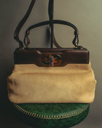 "BVLGARI" 10's Sculptural hair on two way handbag