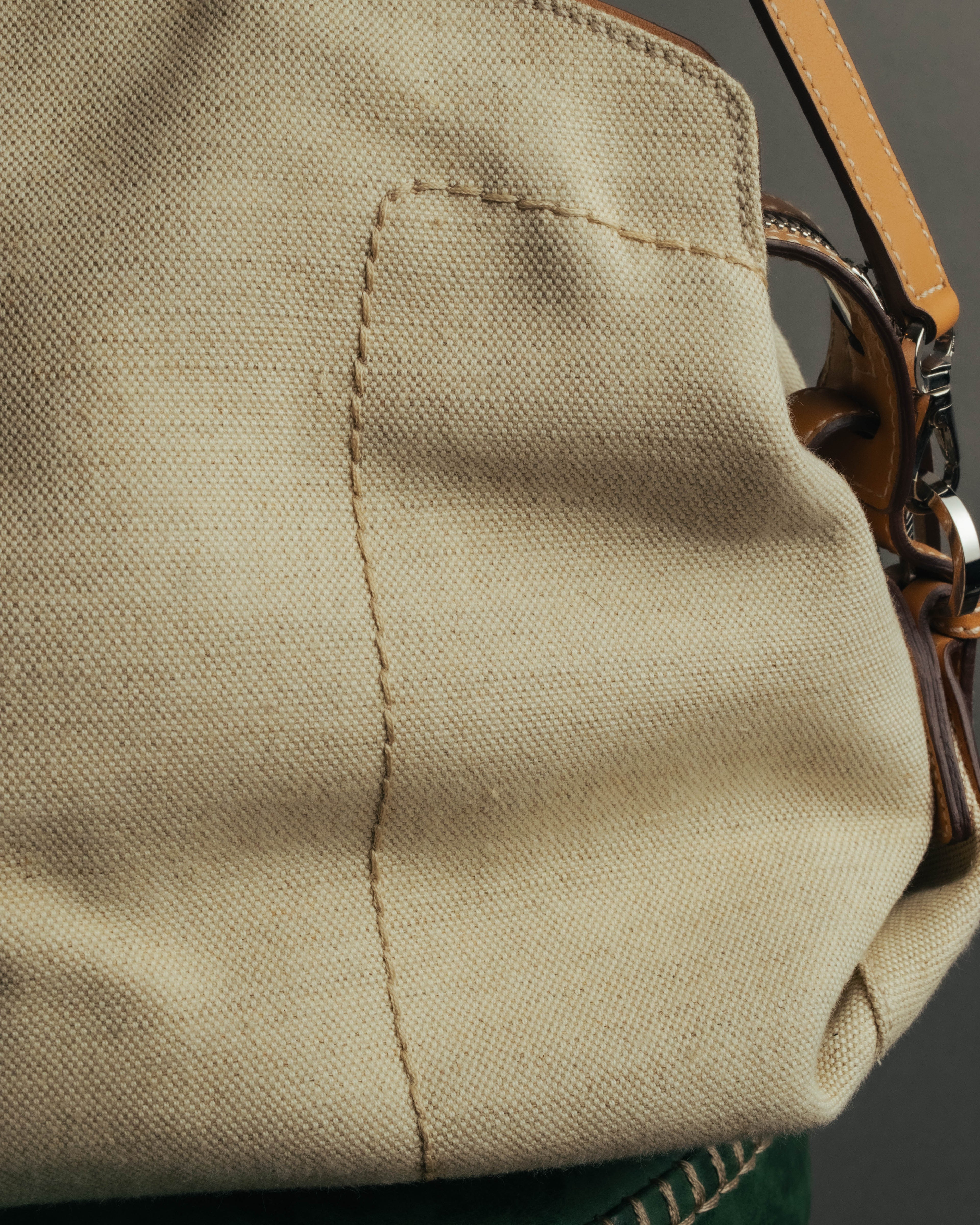 “Salvatore Ferragamo” 00’s-10’s Canvas leather gancini detail 2way handbag
