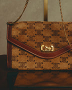 –SPECIAL– "CÉLINE" 70's-80's Vintage monogram suede chain shoulder bag