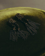 "ARMANI" Dark chain tassel earrings