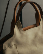 “Salvatore Ferragamo” 00’s-10’s Canvas leather gancini detail 2way handbag