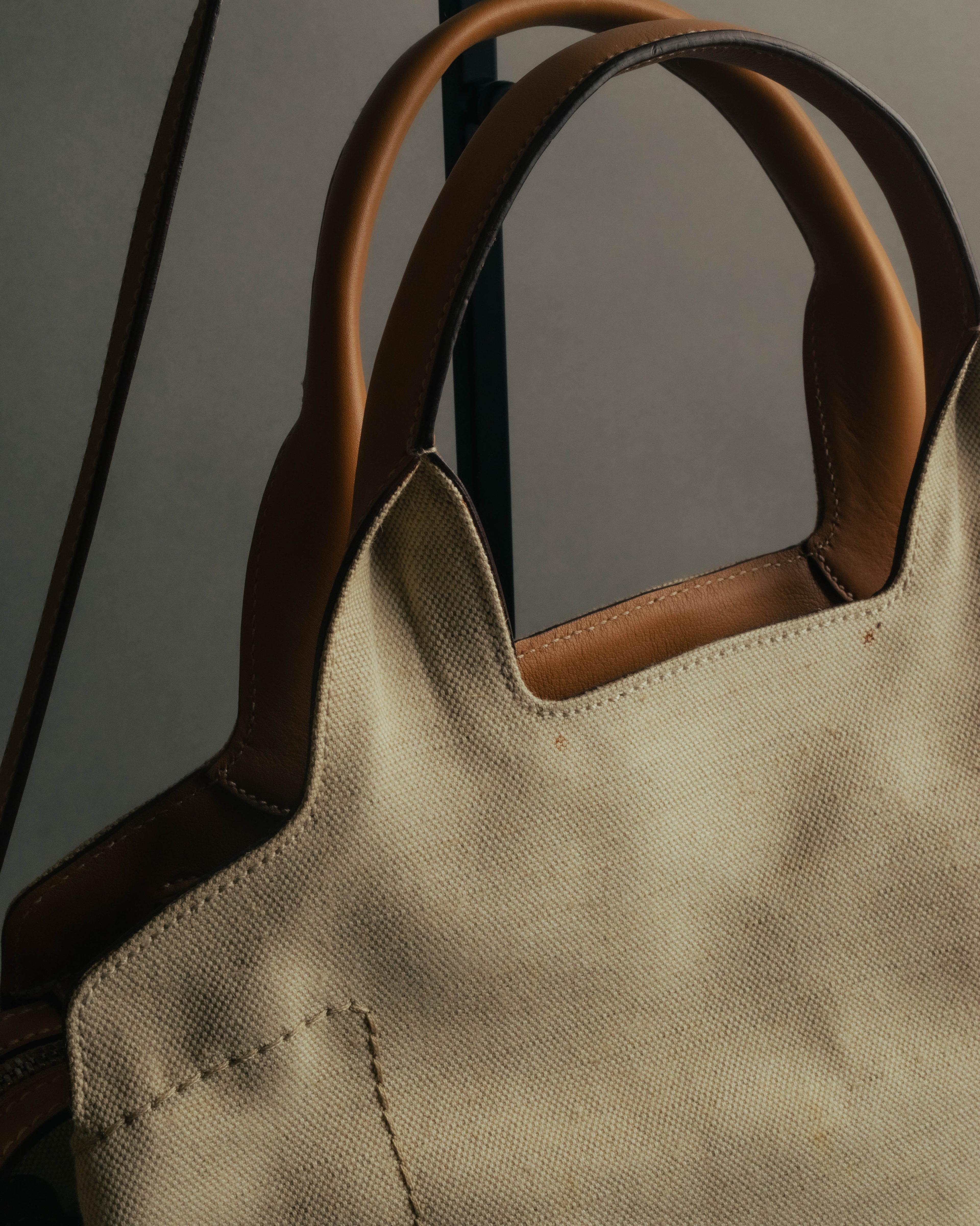 “Salvatore Ferragamo” 00’s-10’s Canvas leather gancini detail 2way handbag