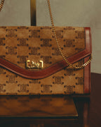 –SPECIAL– "CÉLINE" 70's-80's Vintage monogram suede chain shoulder bag