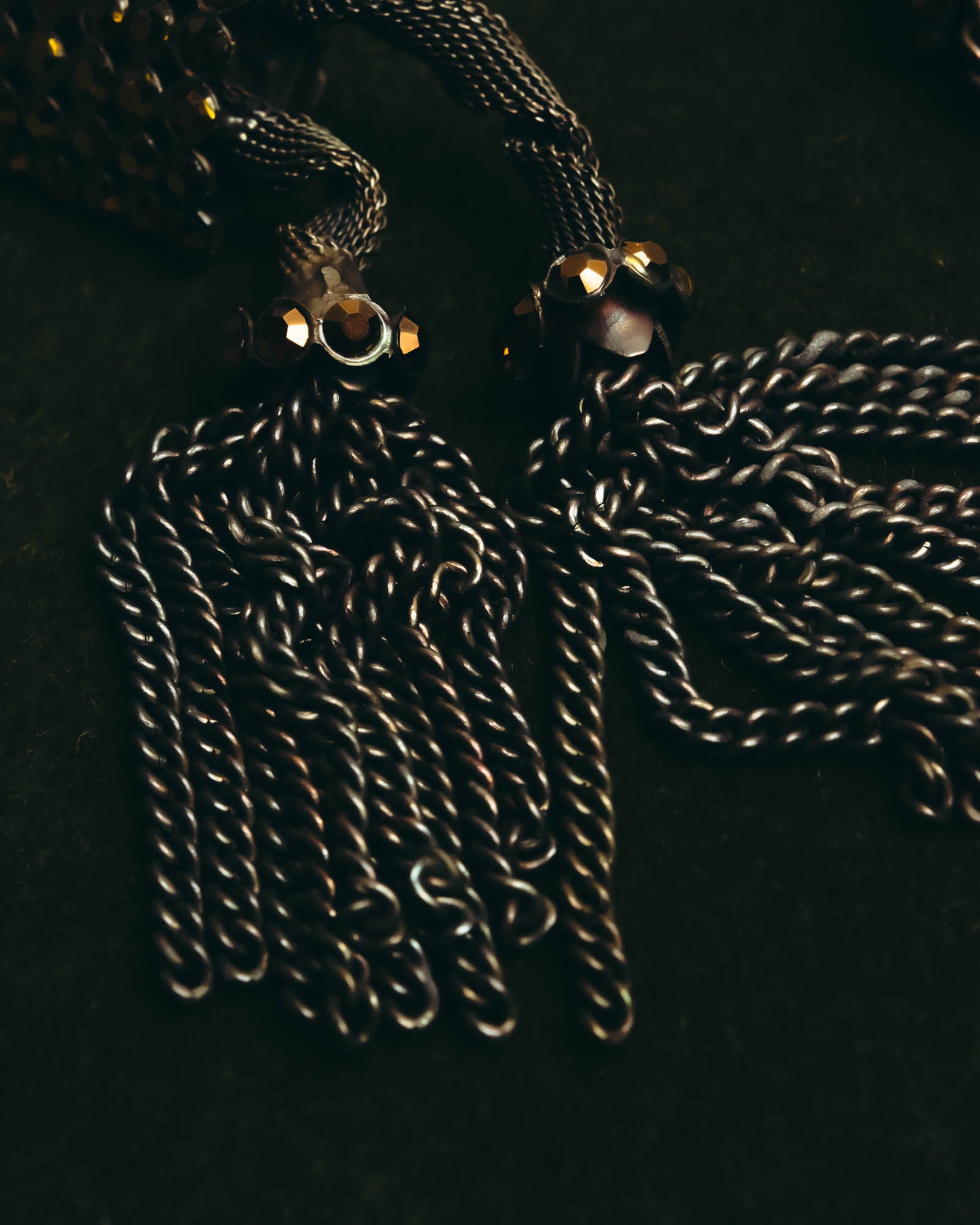 "ARMANI" Dark chain tassel earrings