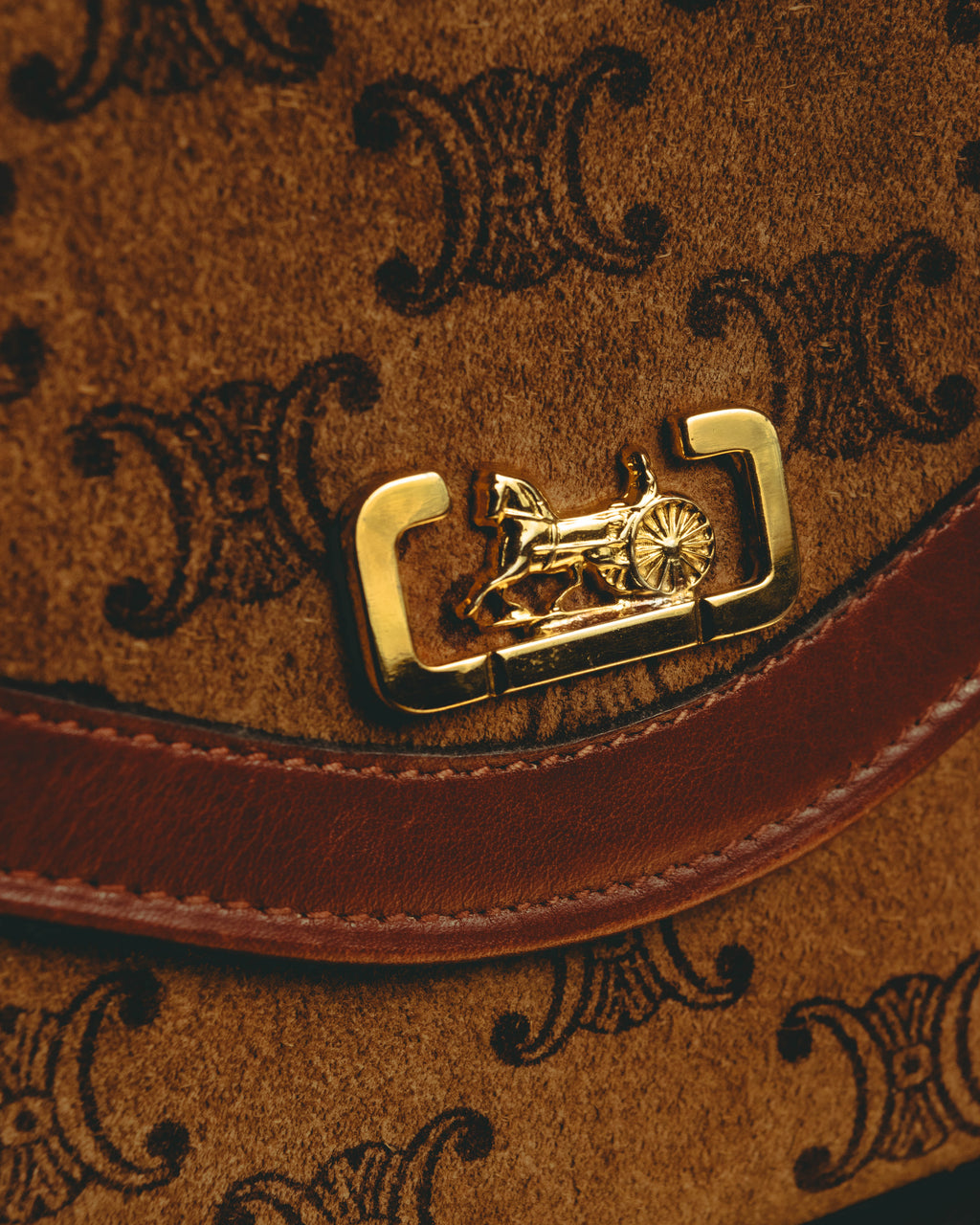 –SPECIAL– "CÉLINE" 70's-80's Vintage monogram suede chain shoulder bag