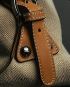 “Salvatore Ferragamo” 00’s-10’s Canvas leather gancini detail 2way handbag