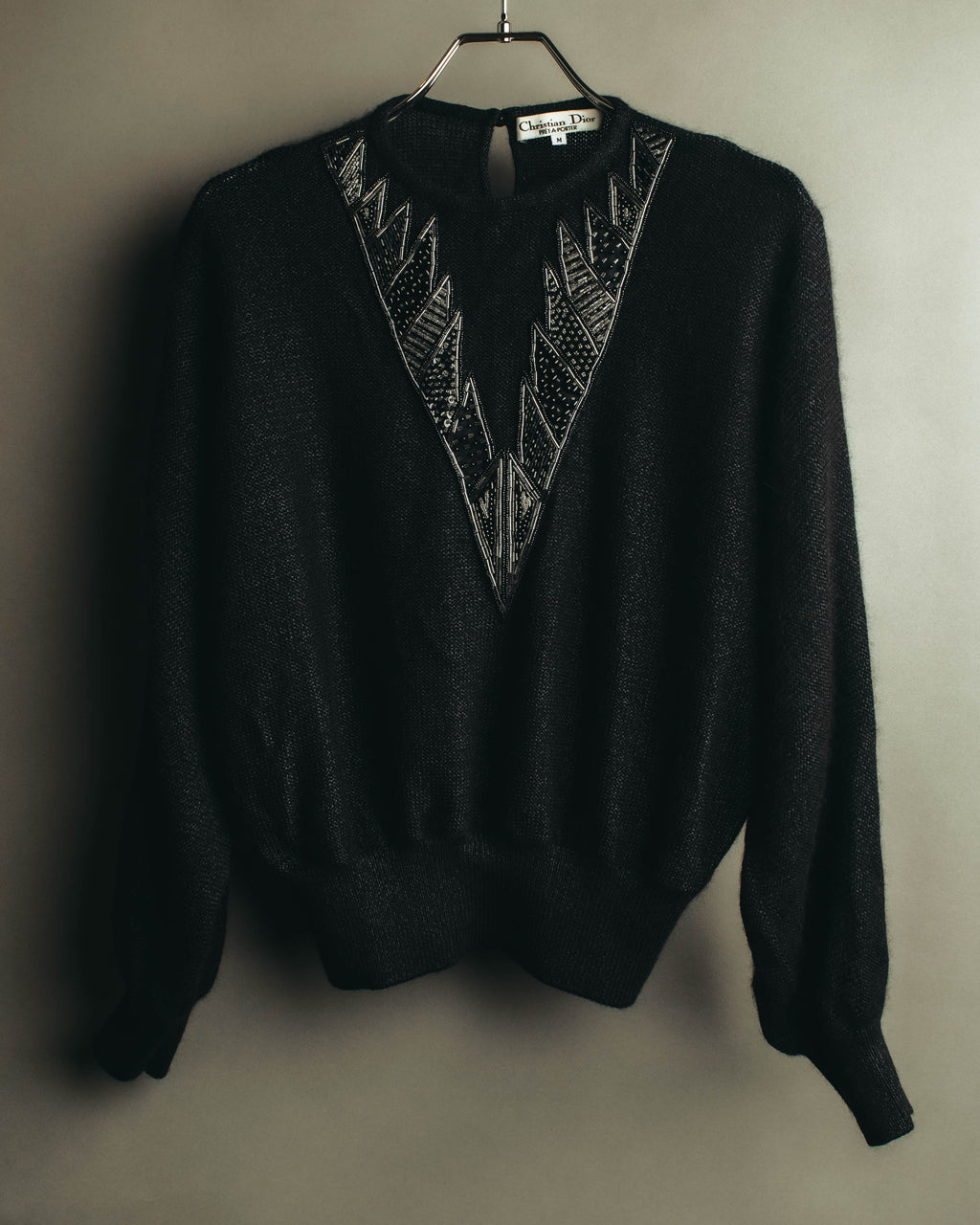 "Christian Dior" 80's-90's Beaded silk wool knit sweater