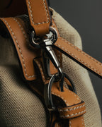 “Salvatore Ferragamo” 00’s-10’s Canvas leather gancini detail 2way handbag