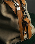 “Salvatore Ferragamo” 00’s-10’s Canvas leather gancini detail 2way handbag