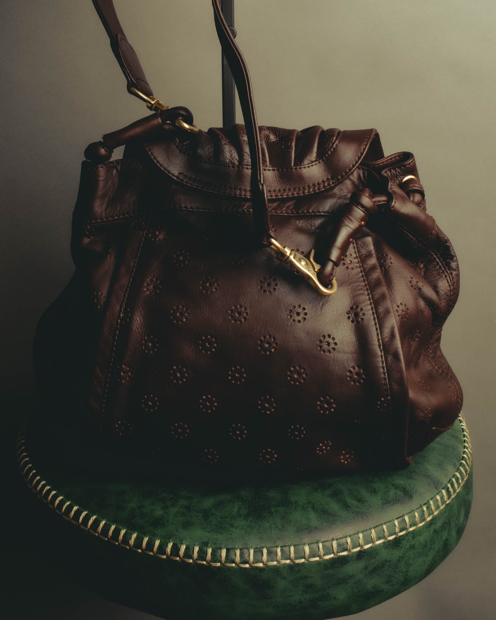 "See By Chloé" 10's Floral perforated leather shoulder bag