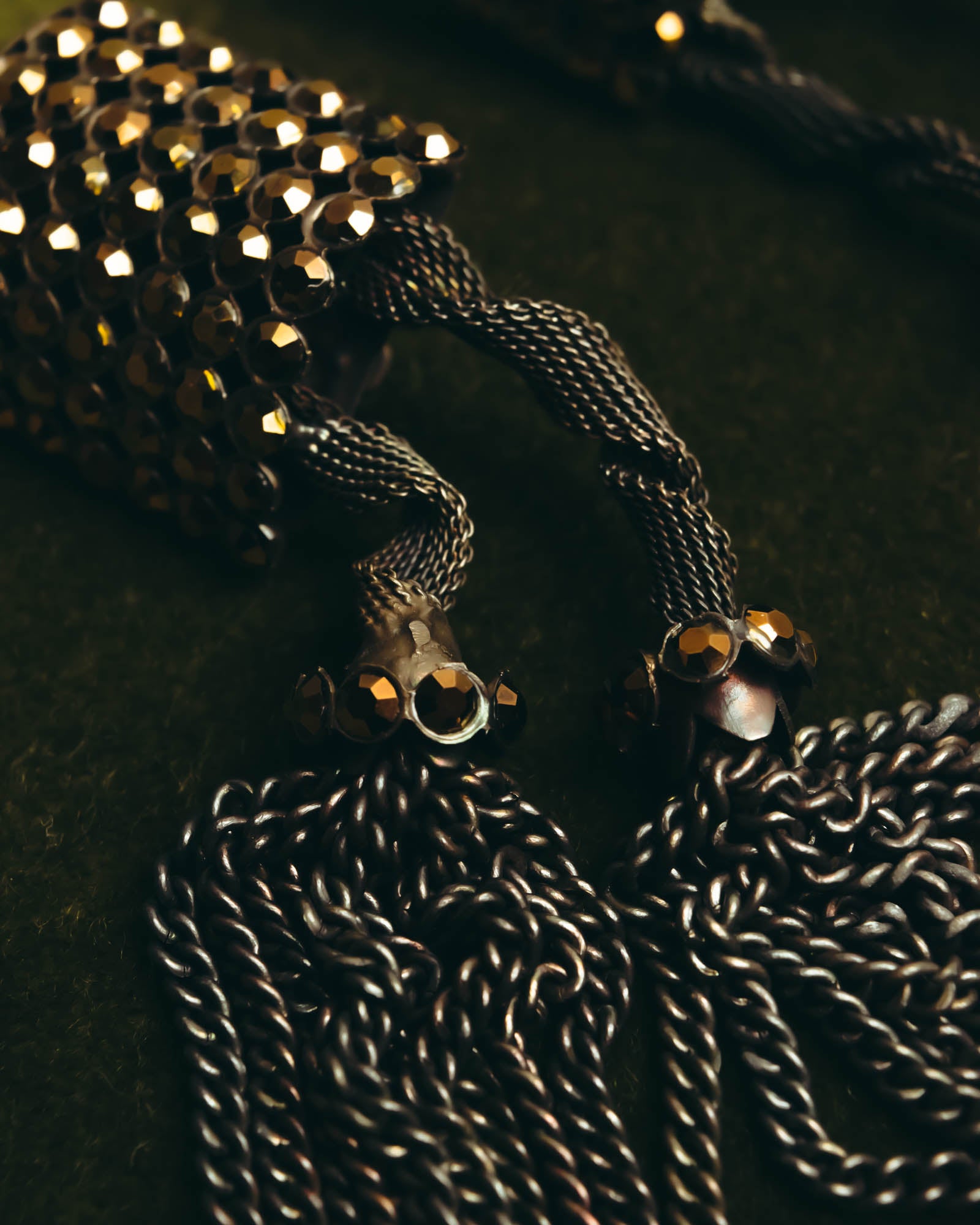 "ARMANI" Dark chain tassel earrings