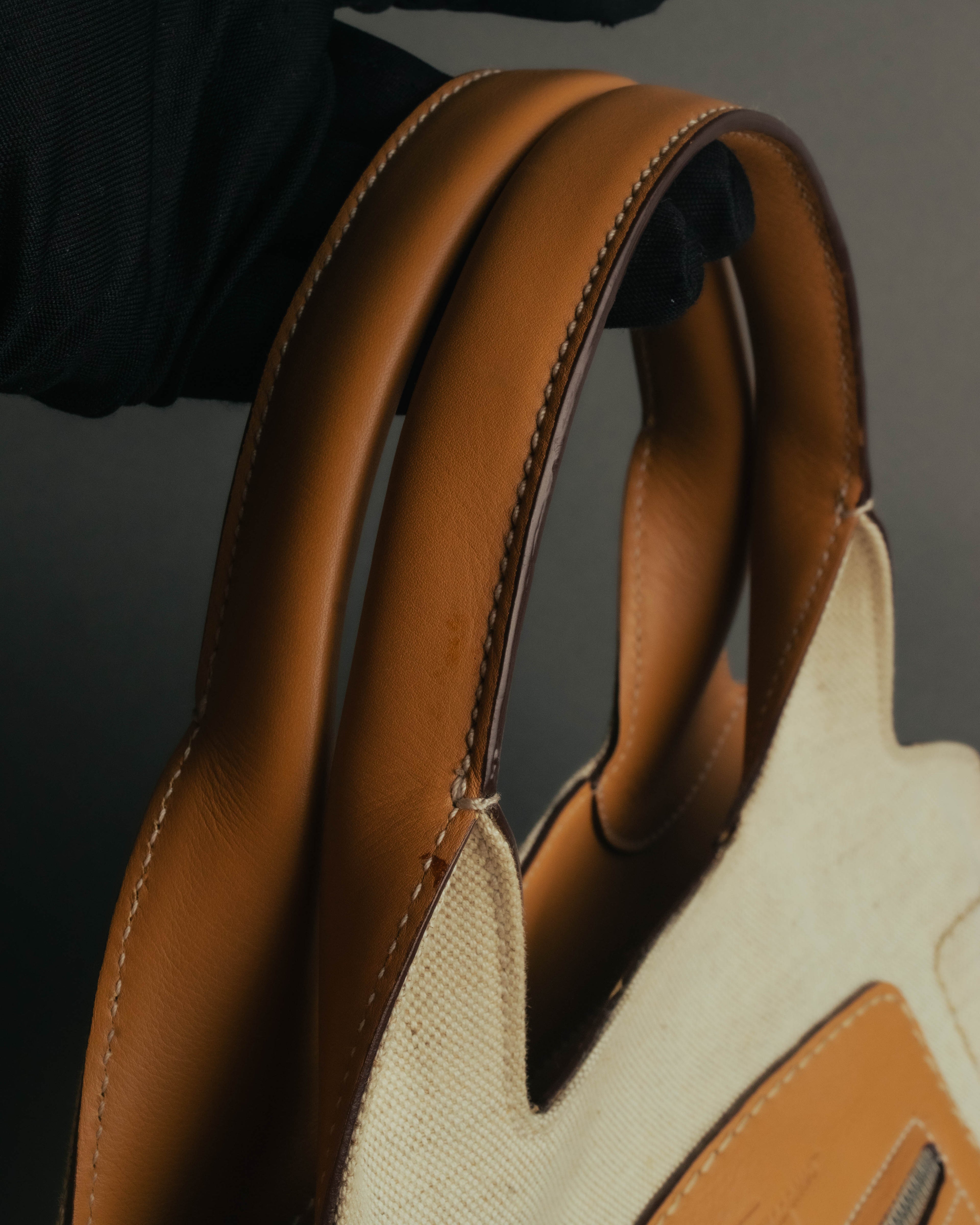 “Salvatore Ferragamo” 00’s-10’s Canvas leather gancini detail 2way handbag