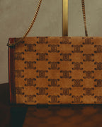 –SPECIAL– "CÉLINE" 70's-80's Vintage monogram suede chain shoulder bag