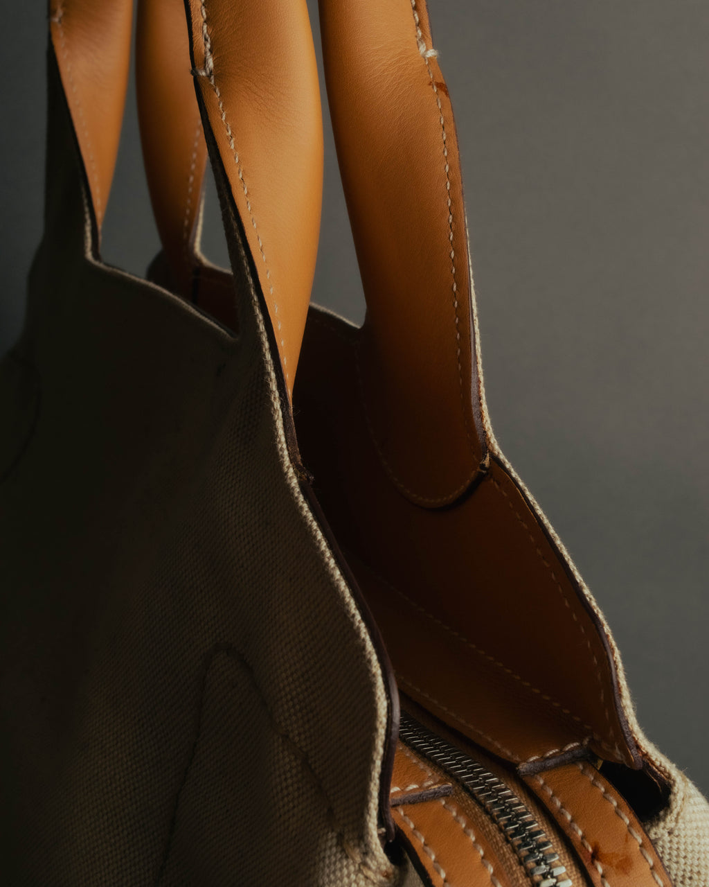 “Salvatore Ferragamo” 00’s-10’s Canvas leather gancini detail 2way handbag