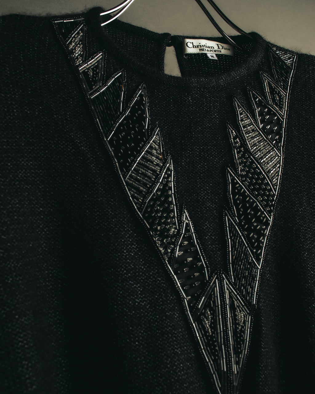"Christian Dior" 80's-90's Beaded silk wool knit sweater