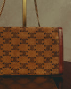–SPECIAL– "CÉLINE" 70's-80's Vintage monogram suede chain shoulder bag