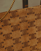 –SPECIAL– "CÉLINE" 70's-80's Vintage monogram suede chain shoulder bag