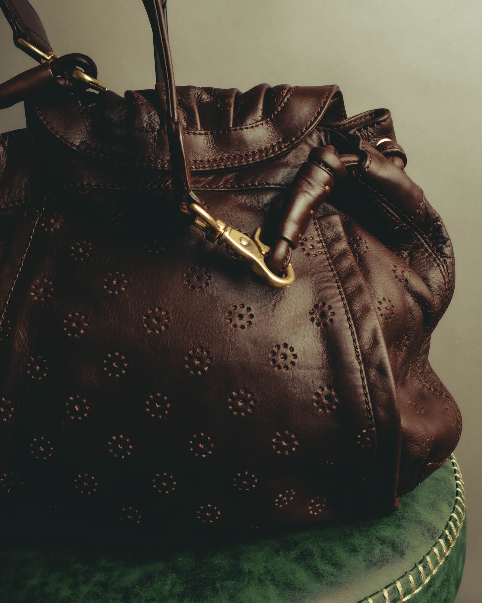 "See By Chloé" 10's Floral perforated leather shoulder bag