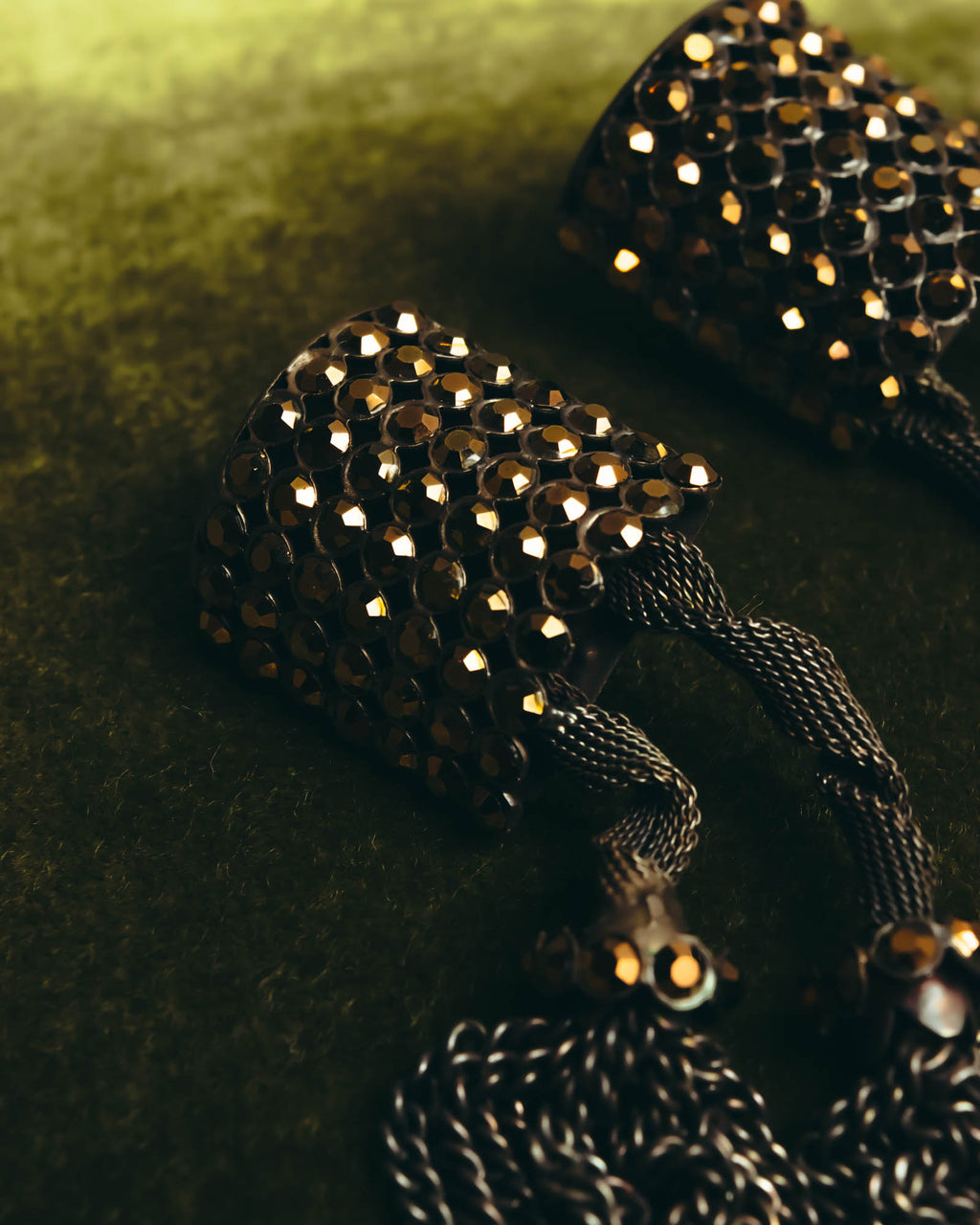 "ARMANI" Dark chain tassel earrings