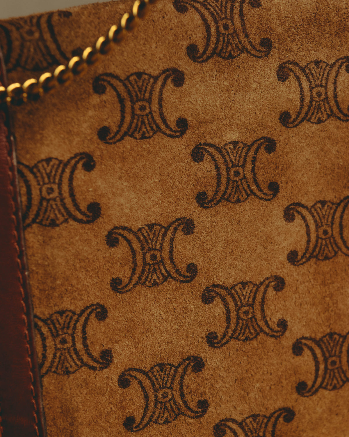 –SPECIAL– "CÉLINE" 70's-80's Vintage monogram suede chain shoulder bag