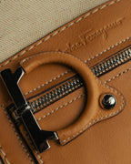 “Salvatore Ferragamo” 00’s-10’s Canvas leather gancini detail 2way handbag