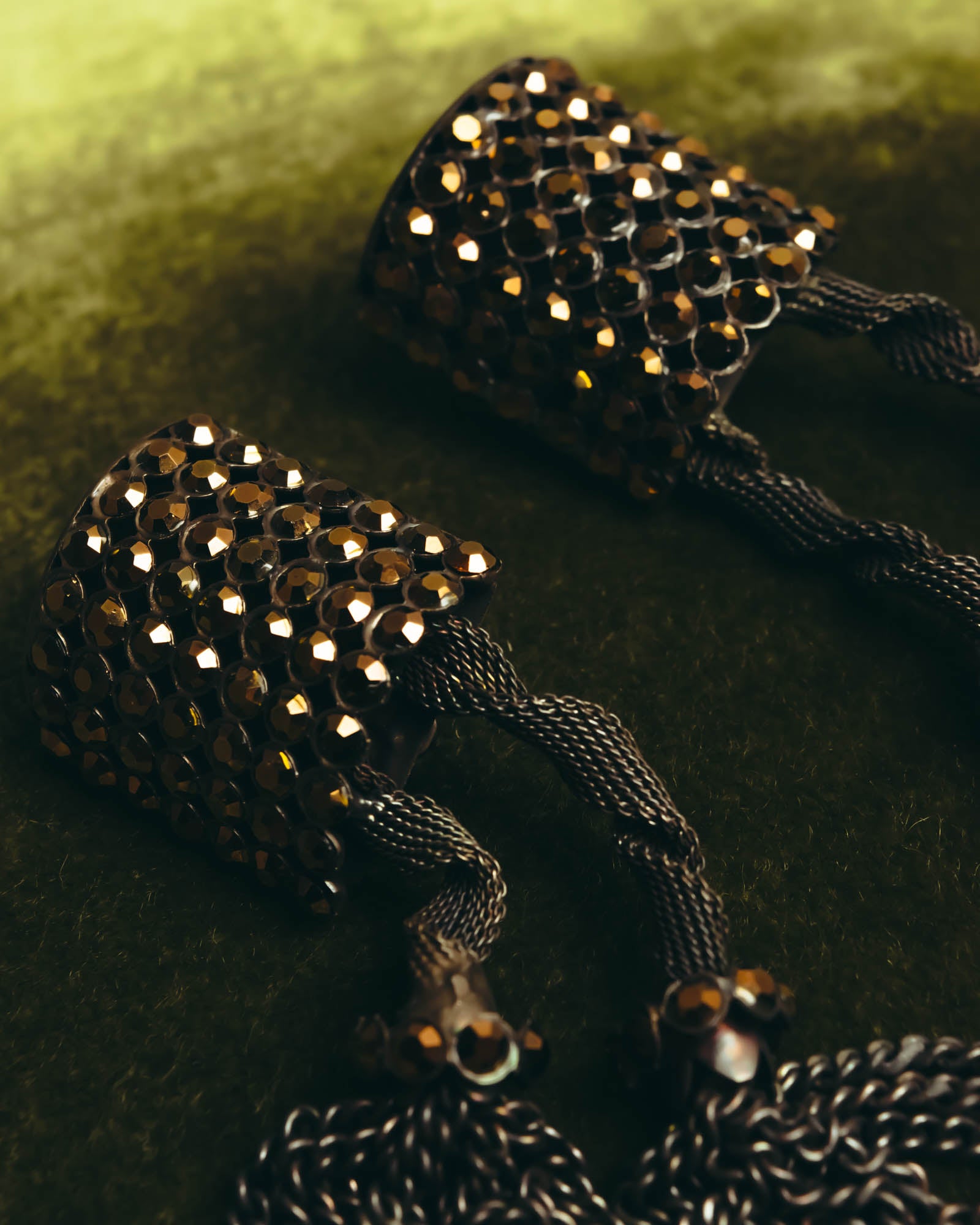 "ARMANI" Dark chain tassel earrings