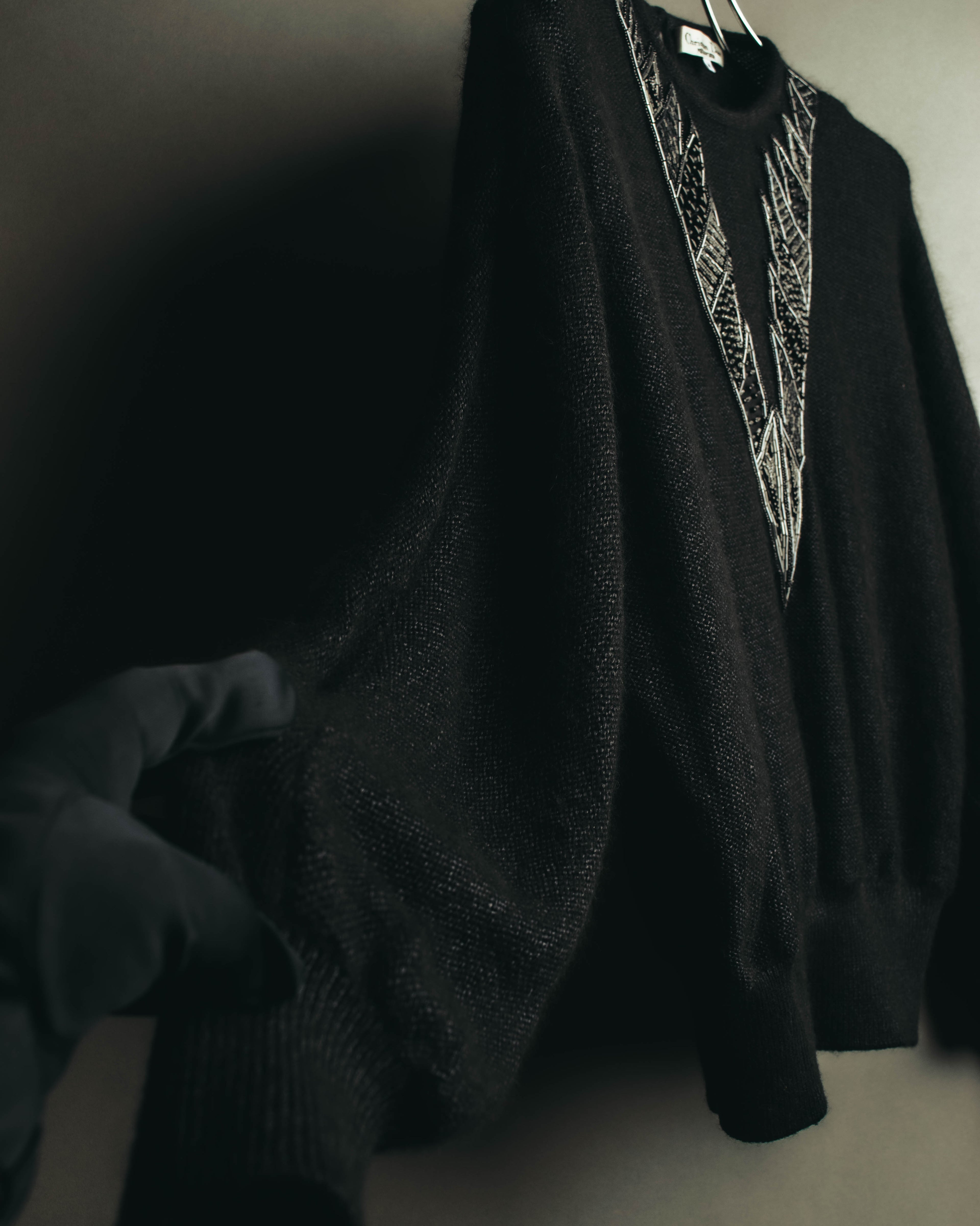 "Christian Dior" 80's-90's Beaded silk wool knit sweater