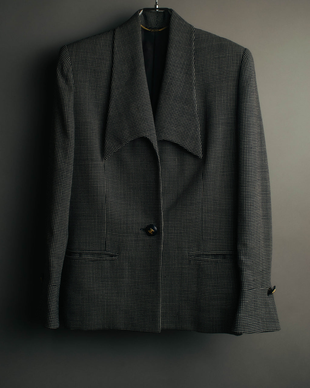 "CELINE" 80's-90's Structured patterned tailored blazer