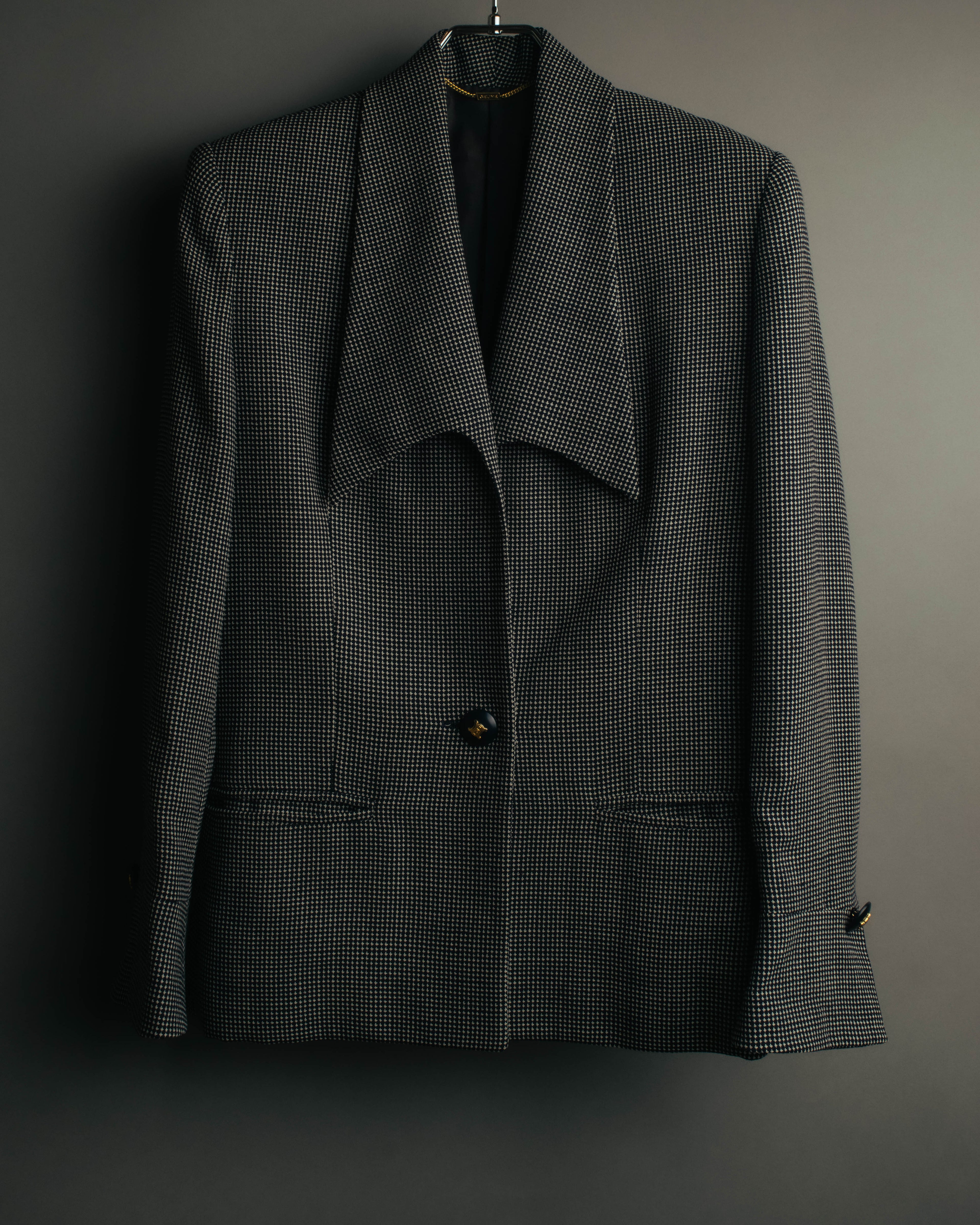 "CELINE" 80's-90's Structured patterned tailored blazer