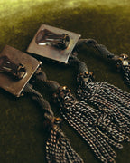 "ARMANI" Dark chain tassel earrings