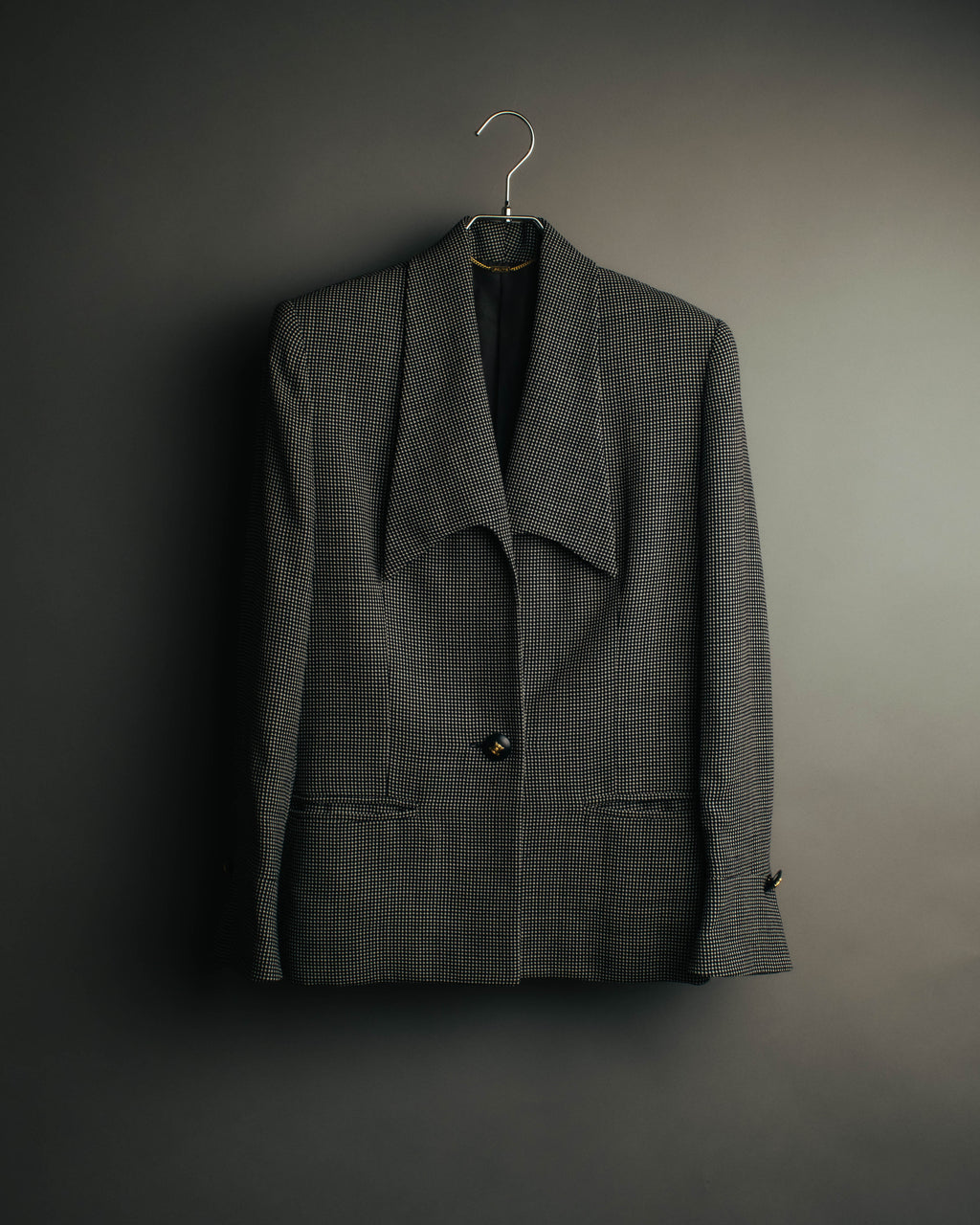 "CELINE" 80's-90's Structured patterned tailored blazer