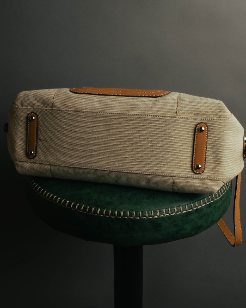 “Salvatore Ferragamo” 00’s-10’s Canvas leather gancini detail 2way handbag