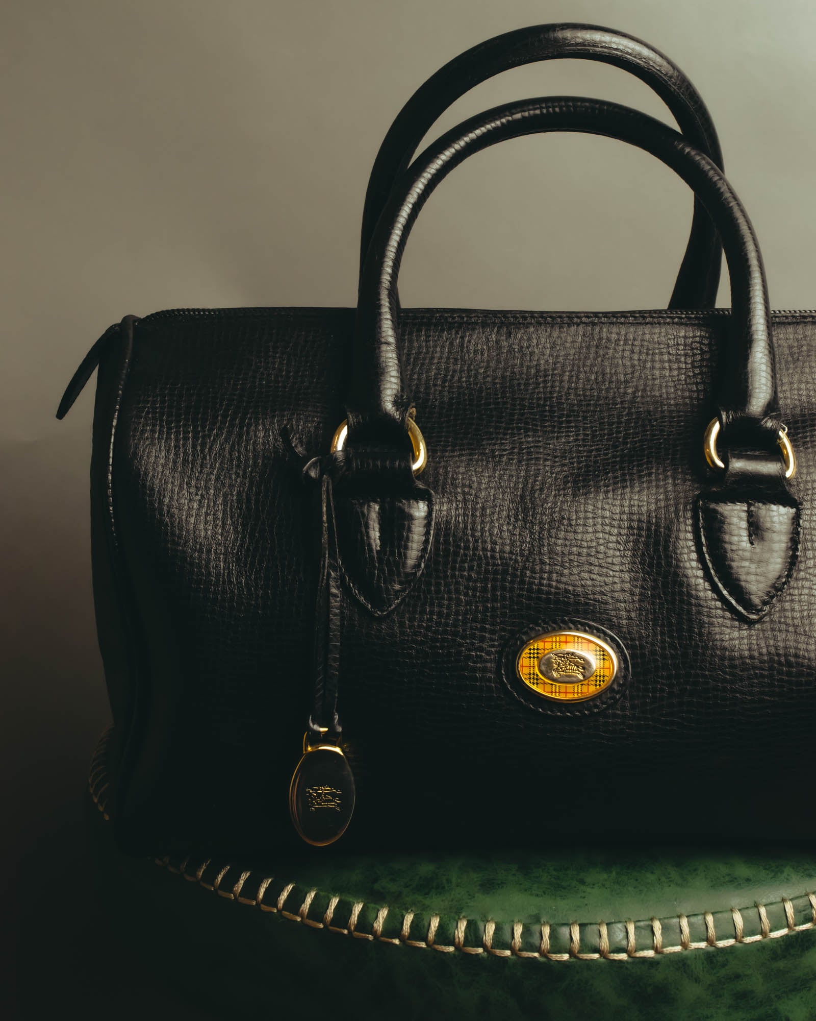 Burberry leather boston bag シボ革 黒 バーバリー BURBERRY (バーバリー) - ボストンバッグ - ブラック - 80's 90's