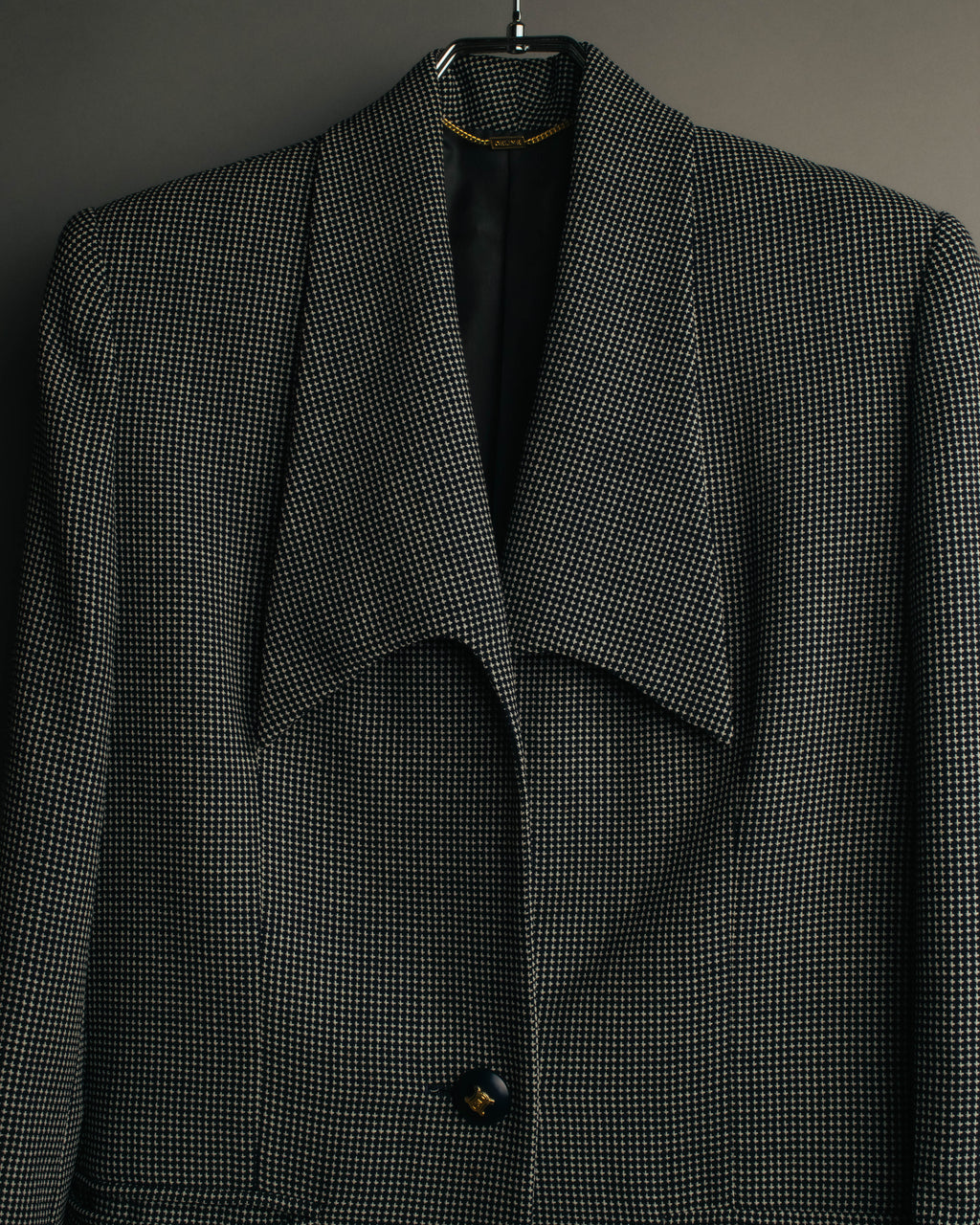 "CELINE" 80's-90's Structured patterned tailored blazer