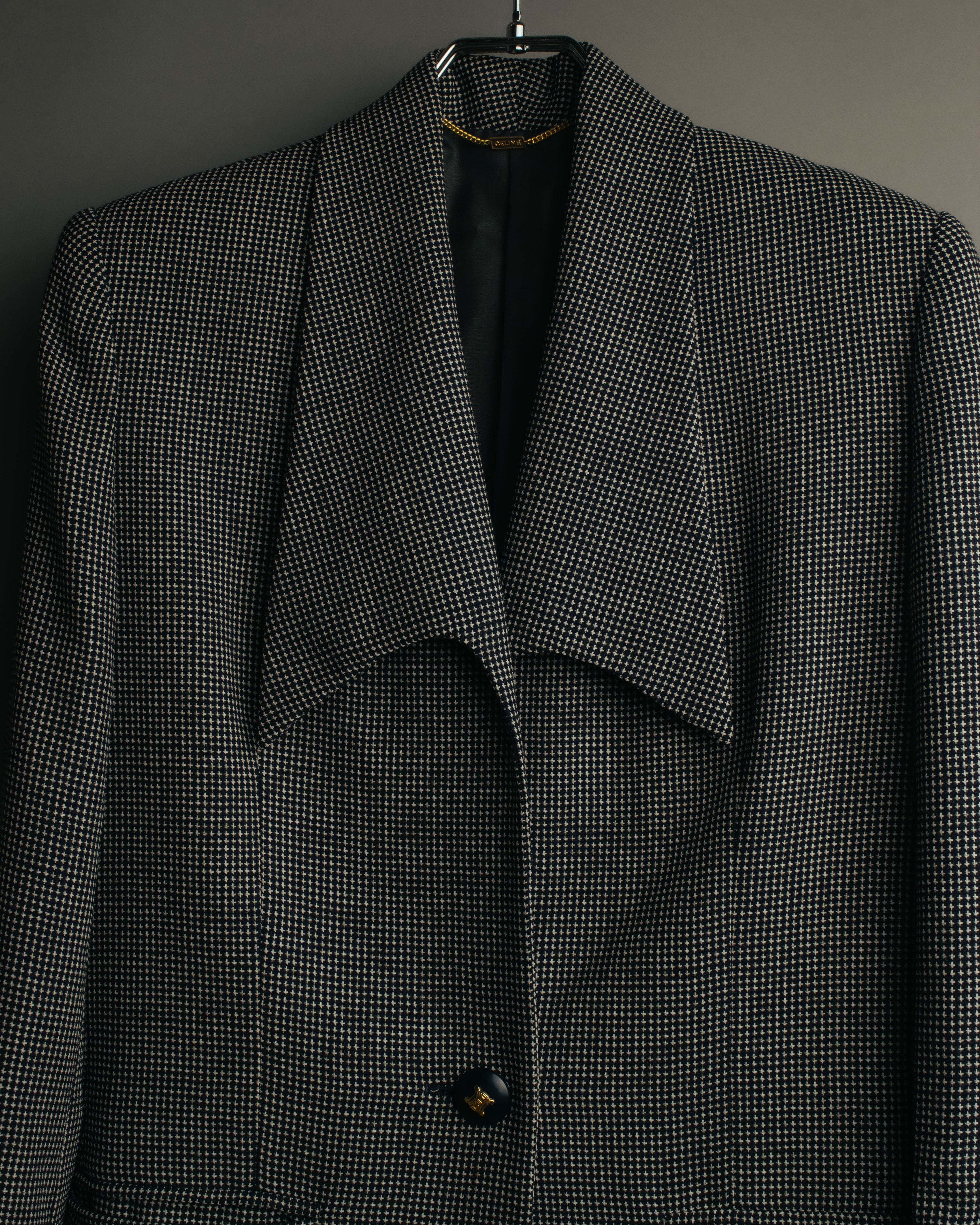 "CELINE" 80's-90's Structured patterned tailored blazer