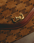 –SPECIAL– "CÉLINE" 70's-80's Vintage monogram suede chain shoulder bag