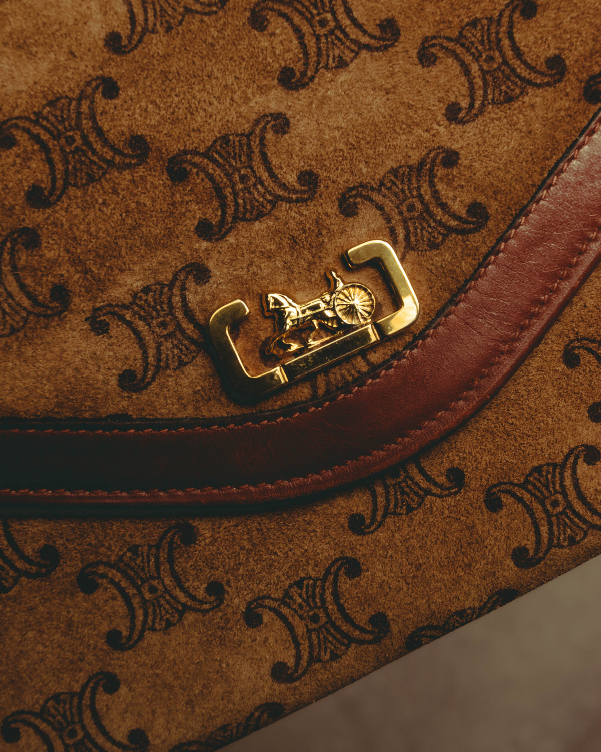 –SPECIAL– "CÉLINE" 70's-80's Vintage monogram suede chain shoulder bag