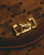 –SPECIAL– "CÉLINE" 70's-80's Vintage monogram suede chain shoulder bag