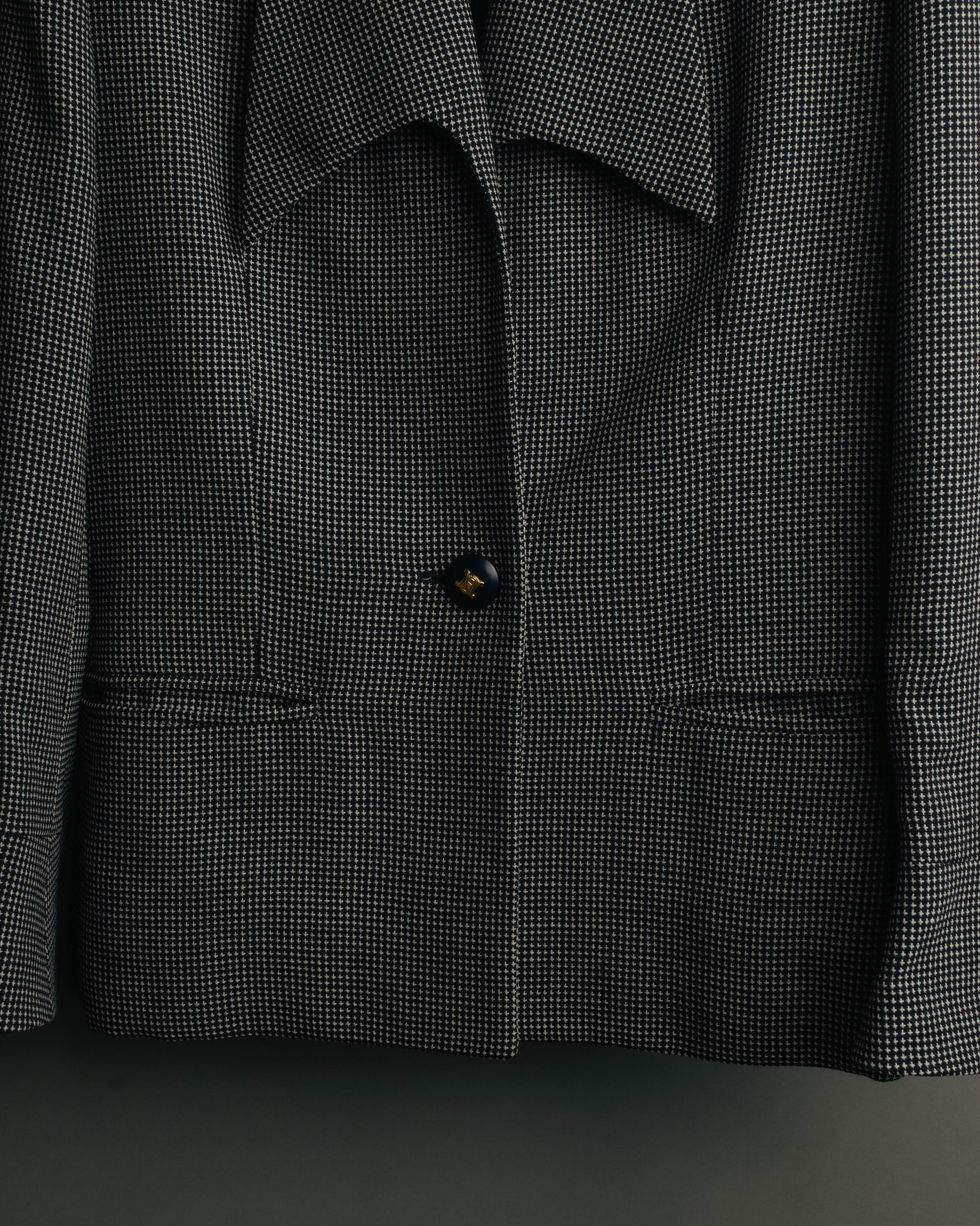 "CELINE" 80's-90's Structured patterned tailored blazer