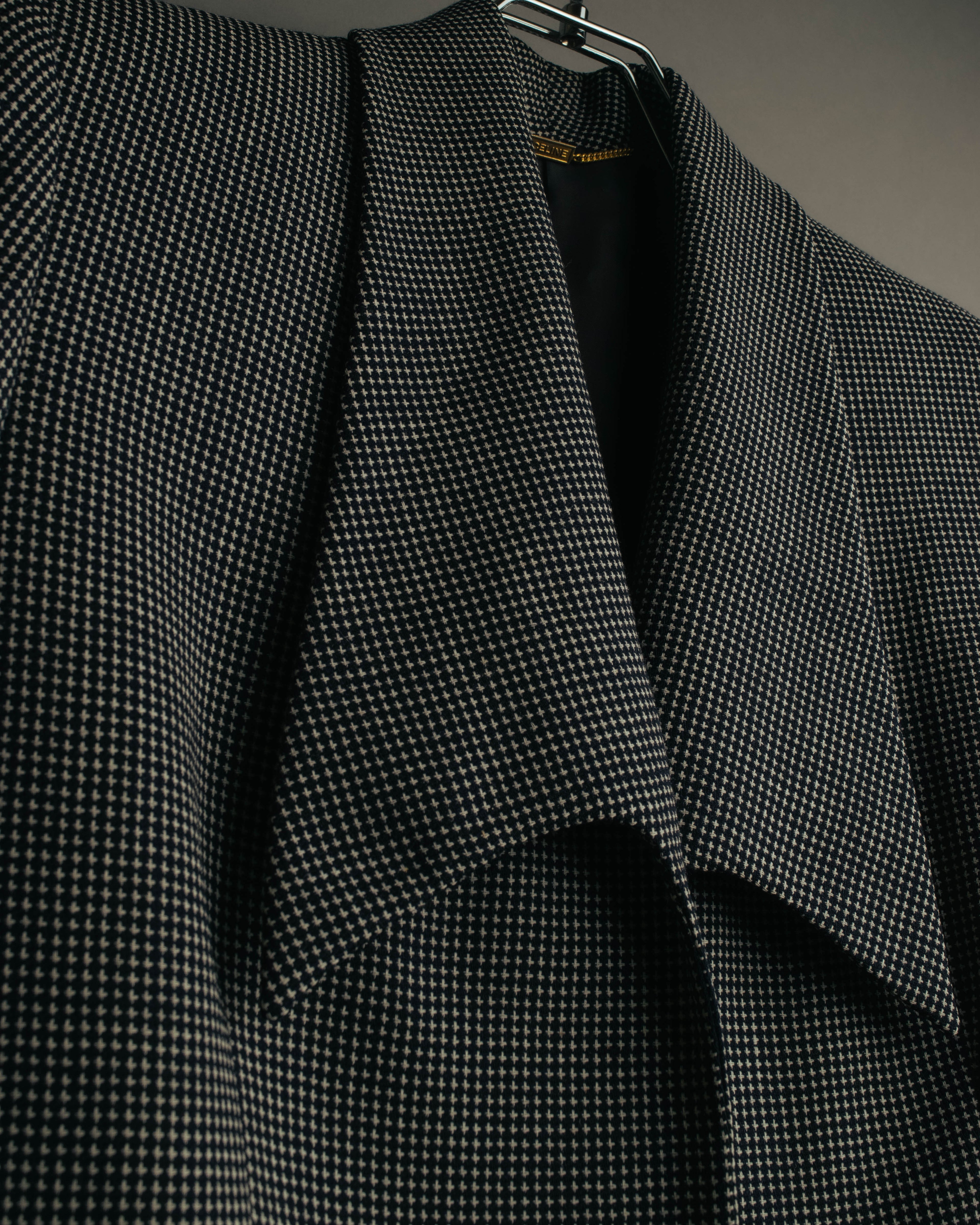 "CELINE" 80's-90's Structured patterned tailored blazer