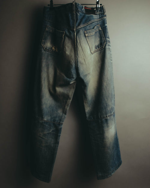 "PRADA Sports" 00's Faded wide straight denim jeans