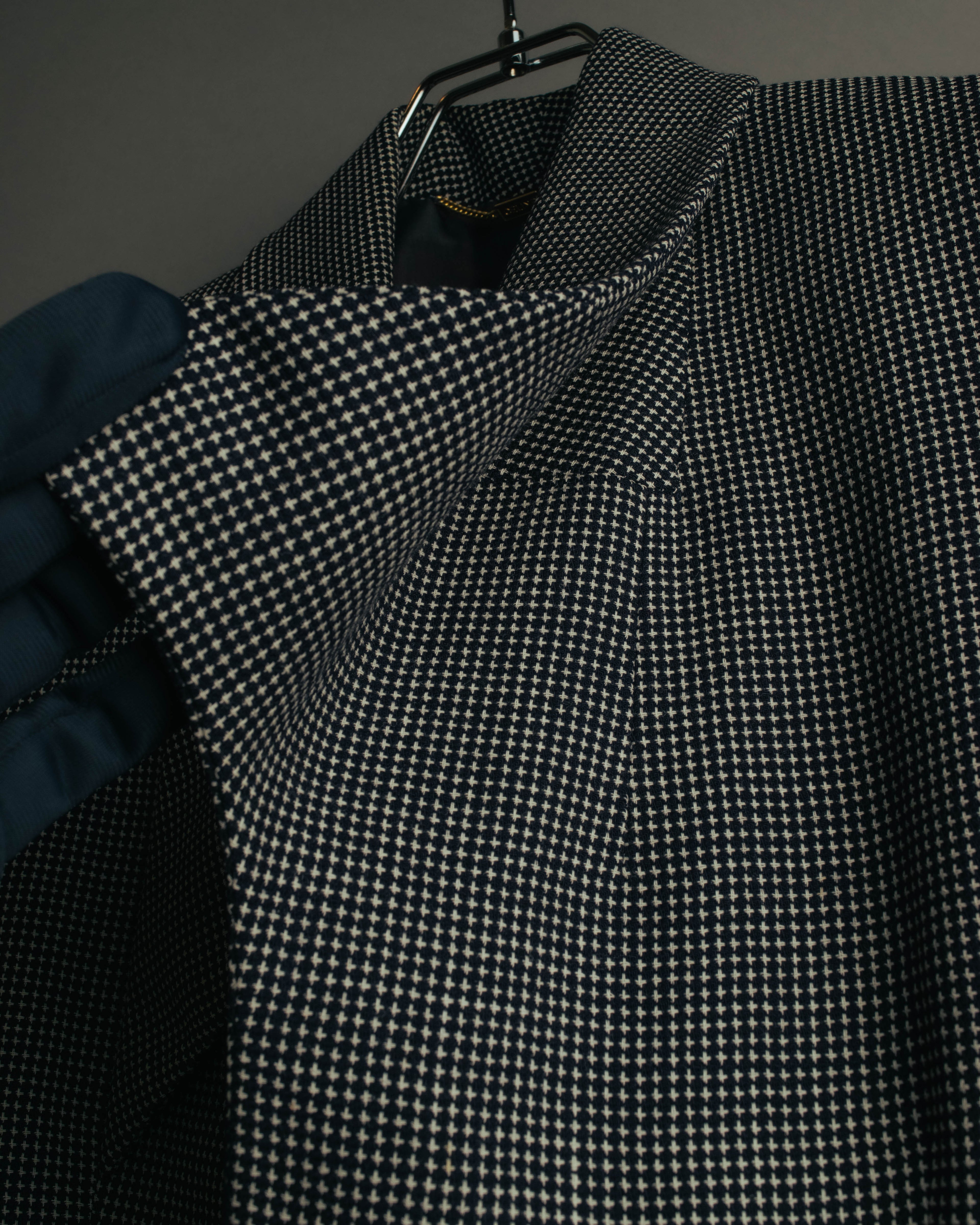 "CELINE" 80's-90's Structured patterned tailored blazer
